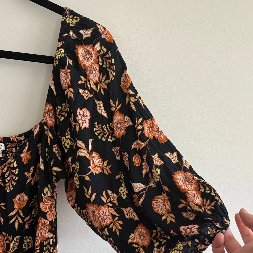 Billabong Black Floral Long Sleeve Dress - Picture 5 of 8